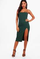 Thumbnail for your product : boohoo Crepe Square Neck Side Split Midi Dress