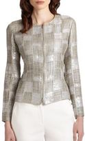 Thumbnail for your product : Armani Collezioni Sequined Suede Basketweave Jacket