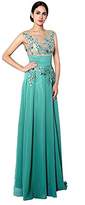 Thumbnail for your product : Sarahbridal Women's Chiffon Long Prom Dress Beaded Sequin Bridesmaid Gowns With Cap Sleeve FSD179