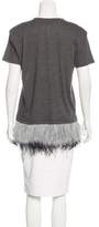 Thumbnail for your product : Lanvin Ostrich Feather-Trimmed Embellished T-Shirt