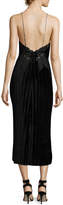 Thumbnail for your product : Jonathan Simkhai Crinkled Velvet Applique Deep V Midi Dress, Black