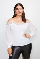 Thumbnail for your product : Karen Millen Curve Cold Shoulder Chiffon Sleeve Jersey Top