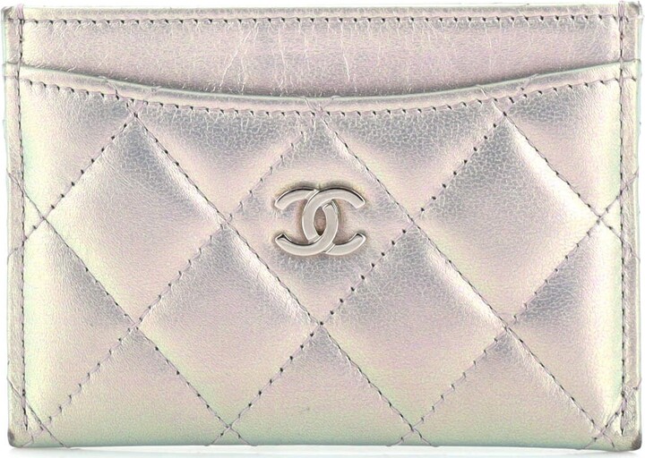 Leather card wallet Chanel Silver in Leather - 32142985