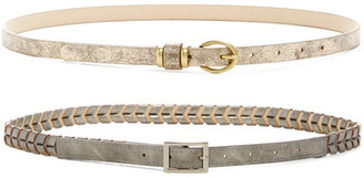 Steve Madden Assorted Braided Metallic Belt - Set of 2