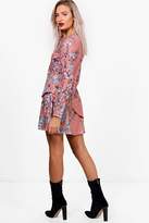 Thumbnail for your product : boohoo Floral Double Frill Skater Dress