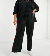 Thumbnail for your product : Ax Paris Plus Brave Soul Plus flare wide leg pants in black with red stripe