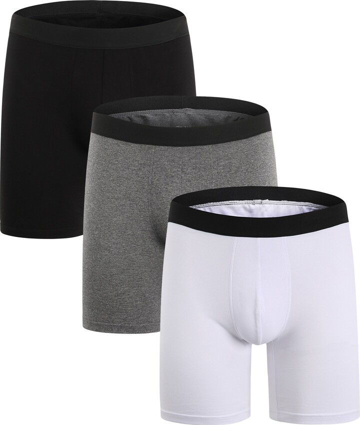 ZLYC Mens Long Leg Cotton Boxer Brief Underwear 3/4 Pack - ShopStyle