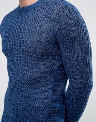 Brave Soul Mens Crew Neck Knitted Jumper With Beehive Knit