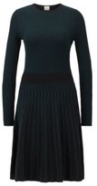 Thumbnail for your product : HUGO BOSS Long-sleeved dress in two-tone knitted jacquard