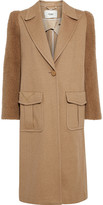 Thumbnail for your product : Fendi Faux Shearling-paneled Embroidered Camel Hair Coat