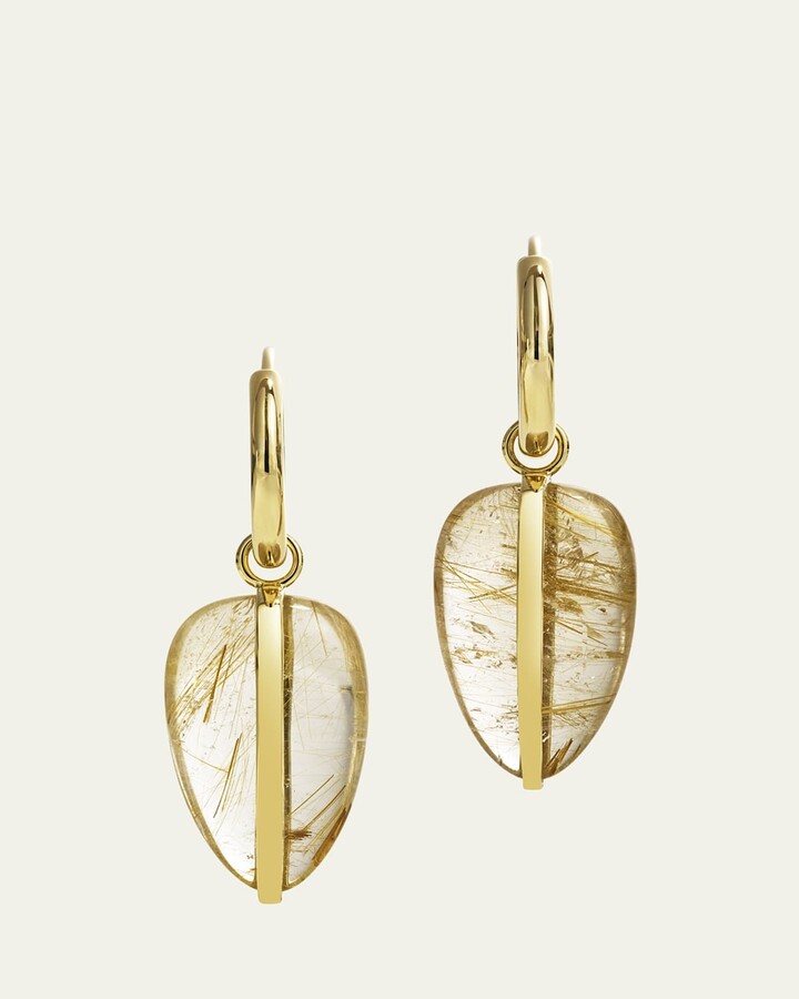 By Pariah 14K Yellow Gold Rutilated Quartz Pebble Earrings