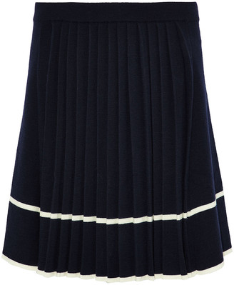 Chinti and Parker Pleated Intarsia Wool Skirt
