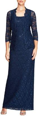 Alex Evenings Lace Column Gown with Jacket