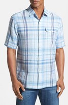 Thumbnail for your product : Tommy Bahama 'Space Time Plaid' Regular Fit Linen Campshirt