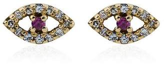 Ileana Makri Diamond & Ruby rose gold eye earrings