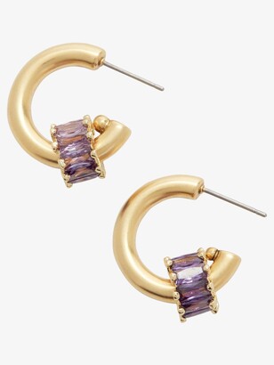 Brinker & Eliza Gold-Plated Pinkie Swear Crystal Hoop Earrings