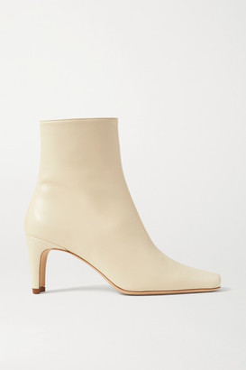 STAUD Eva Leather Ankle Boots - Cream