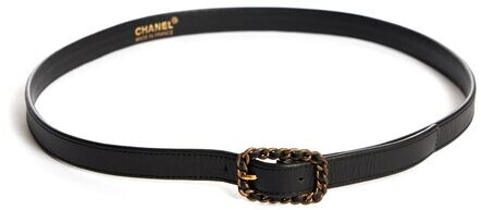 Chanel leather belt gold Coco profile 70