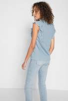 Thumbnail for your product : 7 For All Mankind Sleeveless Ruffled Denim Shirt In Skyway Authentic Blue