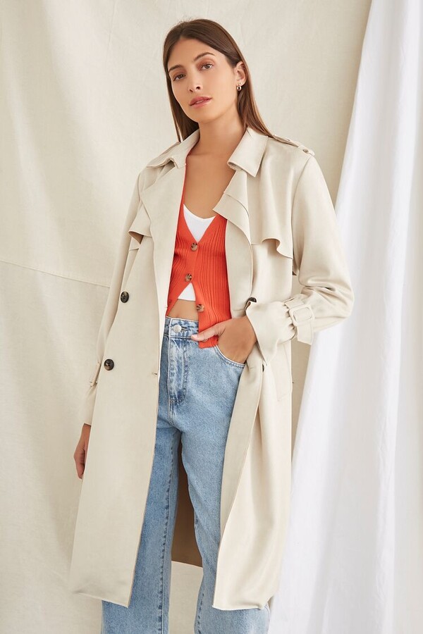 Forever 21 Belted Faux Suede Trench Jacket - ShopStyle Coats