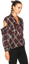 Thumbnail for your product : Enza Costa Boxy Top in Checkered & Plaid,Gray,Red.