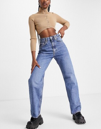 Weekday Float cotton high-waist mom jeans in harper blue - MBLUE - ShopStyle