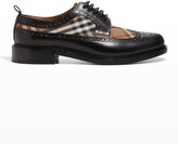 Thumbnail for your product : Burberry Men's Leather & Check Textile Wingtip Oxford Shoes