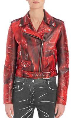 Moschino Faded Faux Leather Moto Jacket