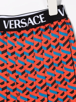 Versace Children Geometric Print Pleated Skirt