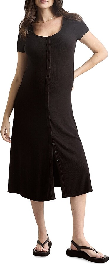 Hatch Women's The Softest Rib Maternity Nursing Midi Dress - Black - Size XS