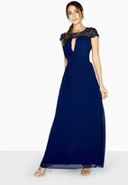 Thumbnail for your product : Little Mistress Lacey Pearl Mesh Maxi Dress With Keyhole
