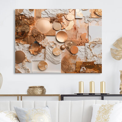 Mercer41 Gold And White Geometric Serenity I On Metal Print