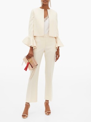 Valentino Tailored Slim-fit Wool-blend Trousers - Ivory