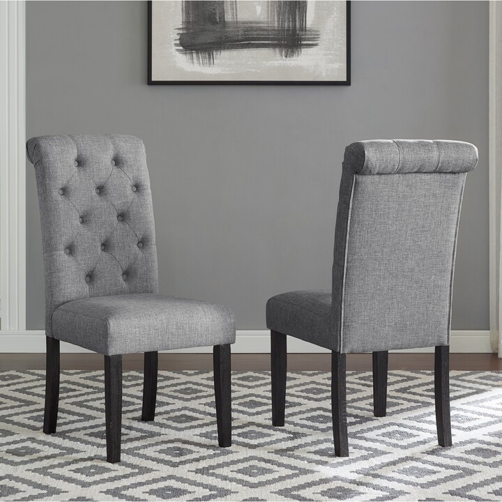 Roundhill Furniture Biony 5 Piece, Roundhill Furniture Biony Gray Fabric Dining Chairs With Nailhead Trim