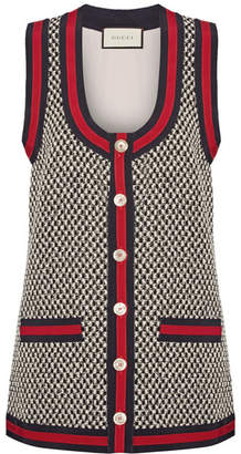 Gucci Grosgrain-trimmed Cotton-blend Tweed Vest