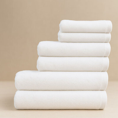 Latitude Run 6-Piece 100% Organic Cotton Bath Towel Set – GOTS Certified, 600 GSM, Sustainable & Ultra-Soft - White