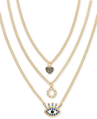 Thalia Sodi Gold-Tone Crystal & Imitation Pearl Layered Pendant Necklace, 18"/20"/24" + 3" extender