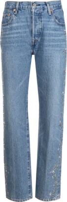 Eyelet-Embellished Cotton Tapered Jeans