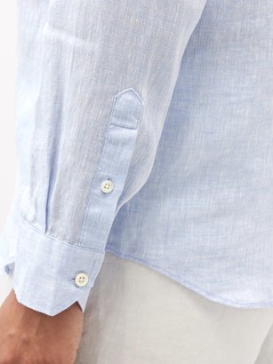Frescobol Carioca Point-collar Slubbed Linen Shirt - Light Blue