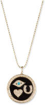 Thumbnail for your product : Sydney Evan 14k Gold Diamond & Enamel Luck Medallion Necklace