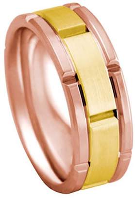 Rolex American Set Co. Men's TWO TONE 14K ROSE YELLOW GOLD INSPIRED 8mm COMFORT FIT WEDDING BAND size 6