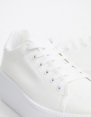 ASOS DESIGN Wide Fit Dreamer flatform chunky trainers in white