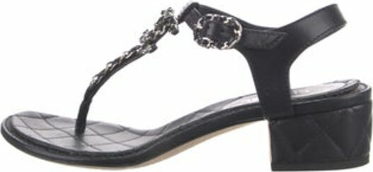 Chanel 2019 Interlocking CC Logo T-Strap Sandals - ShopStyle