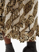 Thumbnail for your product : Edward Crutchley Laser-cut Metallic Floral-print Wool Midi Skirt - Brown Multi