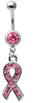 Thumbnail for your product : Journee Collection Women's Mishbehave Belly Ring with Breast Cancer Awareness Pendant- Pink