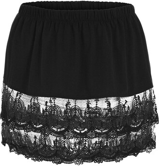 jieGorge Bottoming Dresses Women's Layered Tiered Sheer Lace Trim Extender Half Slip Plus Size Skirt