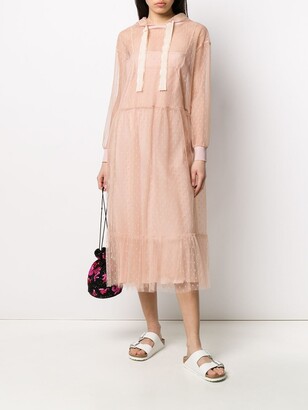 RED Valentino Mesh Detail Hooded Dress