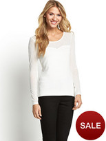 Thumbnail for your product : South Long Sleeve Flocked Spot Mesh Top