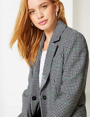 Marks and Spencer PETITE Wool Blend Checked Coat