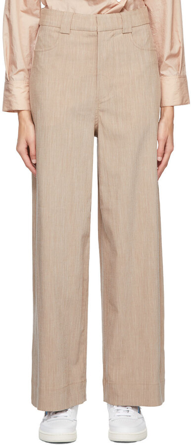 Ganni Beige Melange Suiting Trousers - ShopStyle Pants